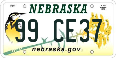 NE license plate 99CE37