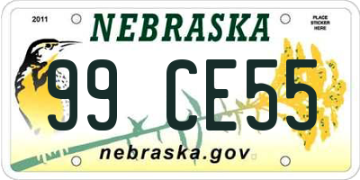 NE license plate 99CE55