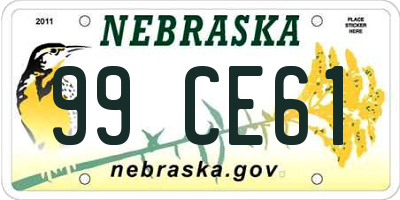 NE license plate 99CE61