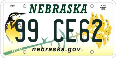 NE license plate 99CE62