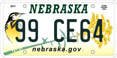 NE license plate 99CE64