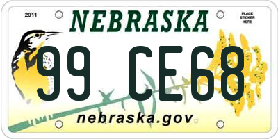 NE license plate 99CE68