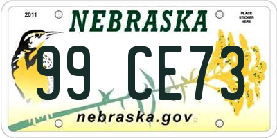 NE license plate 99CE73