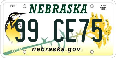 NE license plate 99CE75