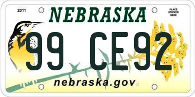 NE license plate 99CE92