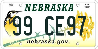 NE license plate 99CE97