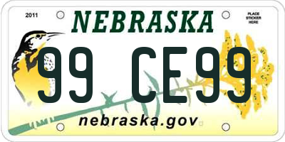 NE license plate 99CE99