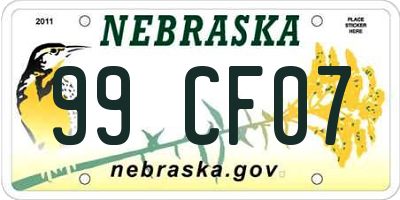 NE license plate 99CF07