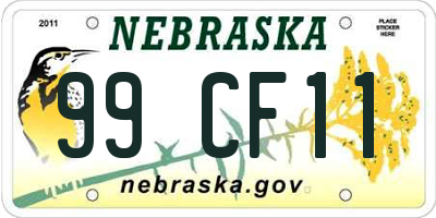 NE license plate 99CF11