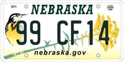 NE license plate 99CF14