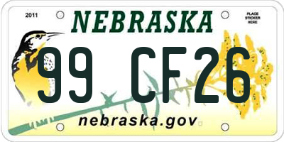 NE license plate 99CF26