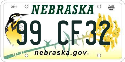 NE license plate 99CF32