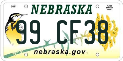 NE license plate 99CF38