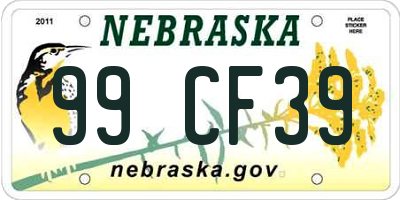 NE license plate 99CF39