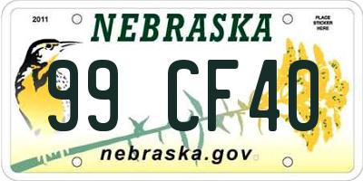 NE license plate 99CF40