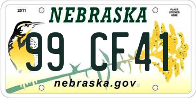 NE license plate 99CF41