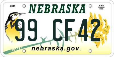 NE license plate 99CF42