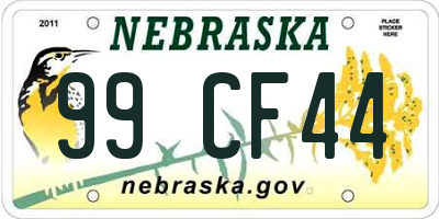 NE license plate 99CF44