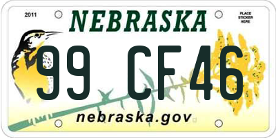 NE license plate 99CF46