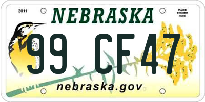 NE license plate 99CF47