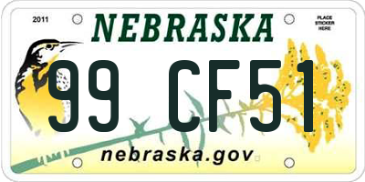 NE license plate 99CF51