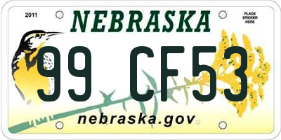 NE license plate 99CF53