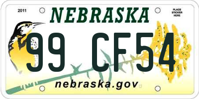 NE license plate 99CF54