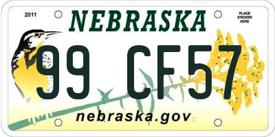 NE license plate 99CF57