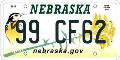 NE license plate 99CF62