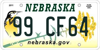 NE license plate 99CF64