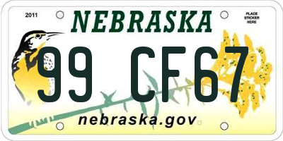 NE license plate 99CF67