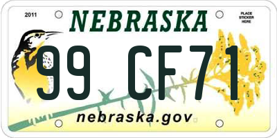 NE license plate 99CF71