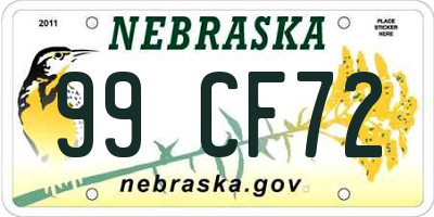 NE license plate 99CF72