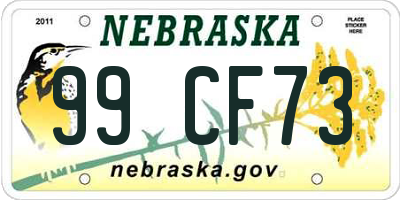 NE license plate 99CF73