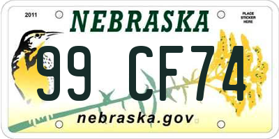 NE license plate 99CF74