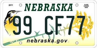 NE license plate 99CF77