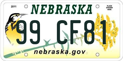 NE license plate 99CF81