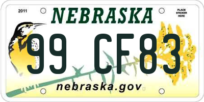 NE license plate 99CF83