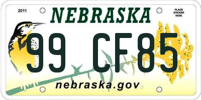 NE license plate 99CF85