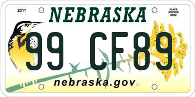 NE license plate 99CF89