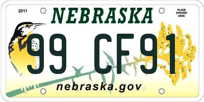 NE license plate 99CF91