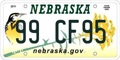 NE license plate 99CF95