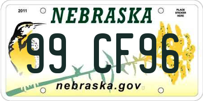 NE license plate 99CF96