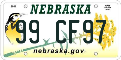 NE license plate 99CF97