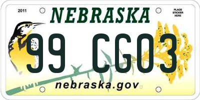 NE license plate 99CG03