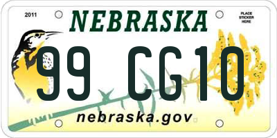 NE license plate 99CG10