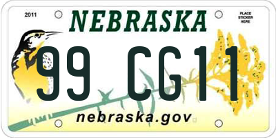 NE license plate 99CG11