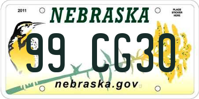 NE license plate 99CG30