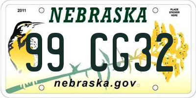 NE license plate 99CG32