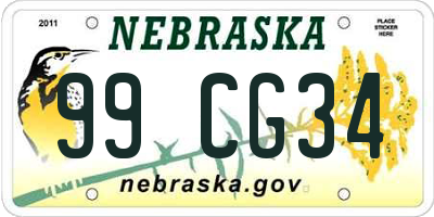 NE license plate 99CG34